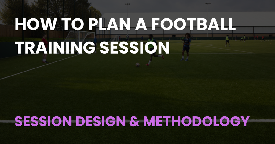 How to Plan a Football Training Session, Session Design & Methodology article cover showing a training pitch