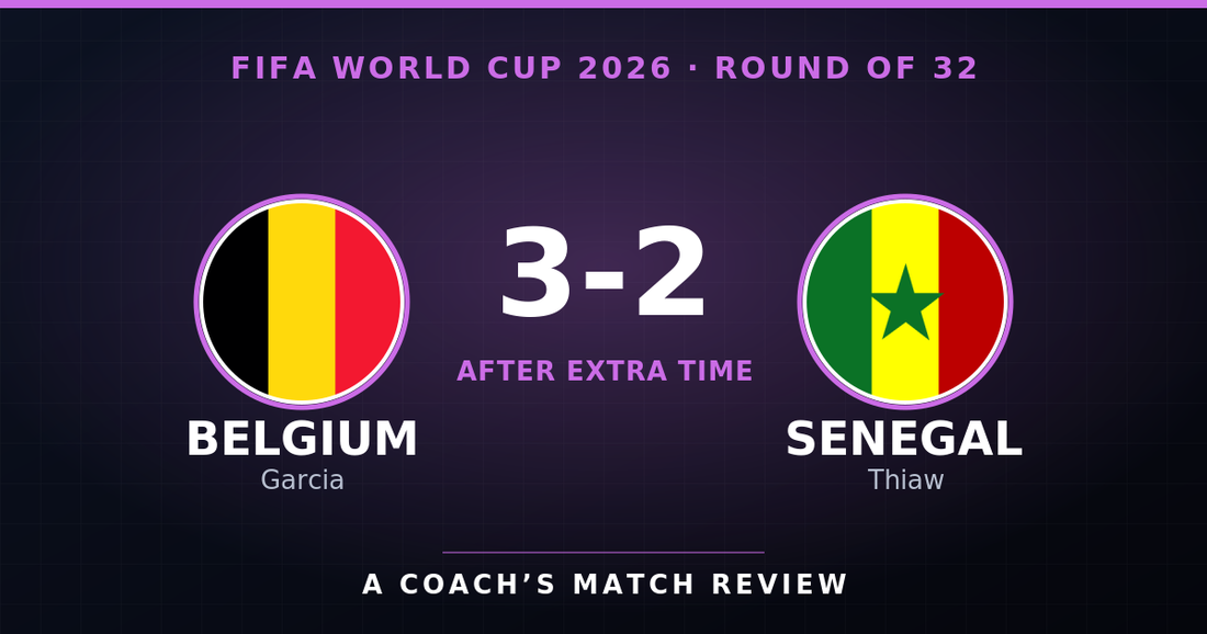 Belgium 3-2 Senegal after extra time, World Cup 2026 Round of 32 coach's match review