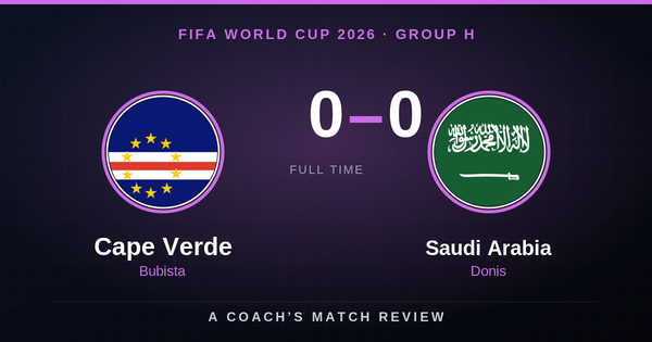 Cape Verde 0-0 Saudi Arabia final score graphic with national flags