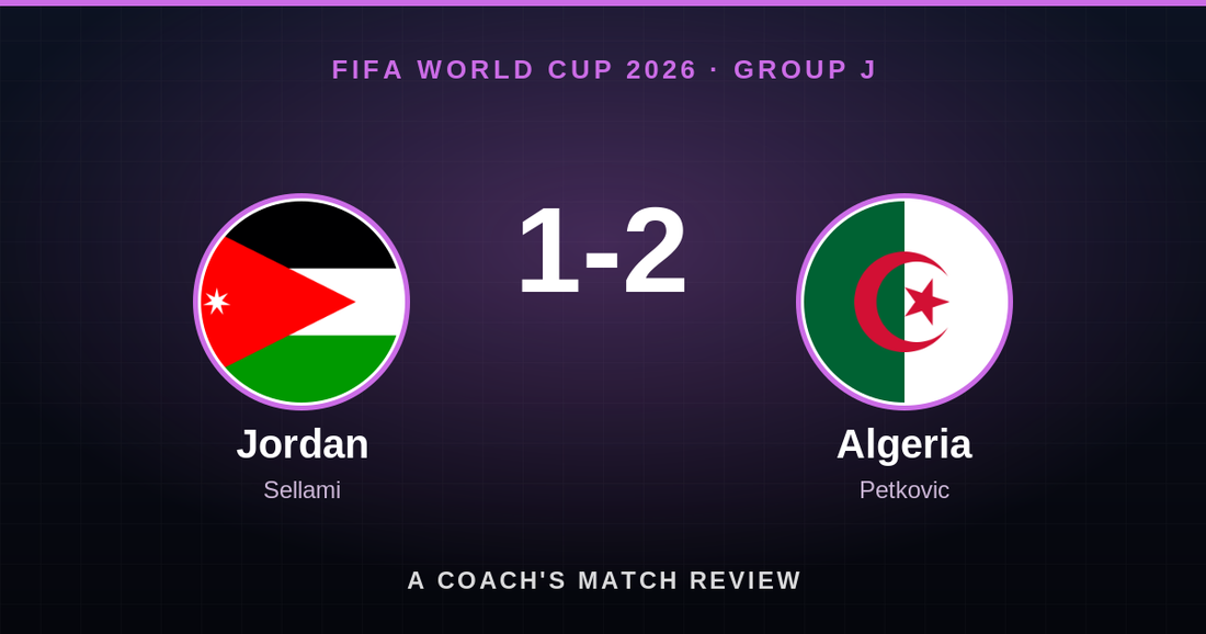 Jordan 1-2 Algeria, FIFA World Cup 2026 Group J - A Coach's Match Review