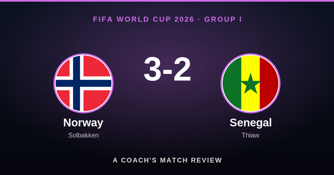 Norway 3-2 Senegal, FIFA World Cup 2026 Group I - A Coach's Match Review