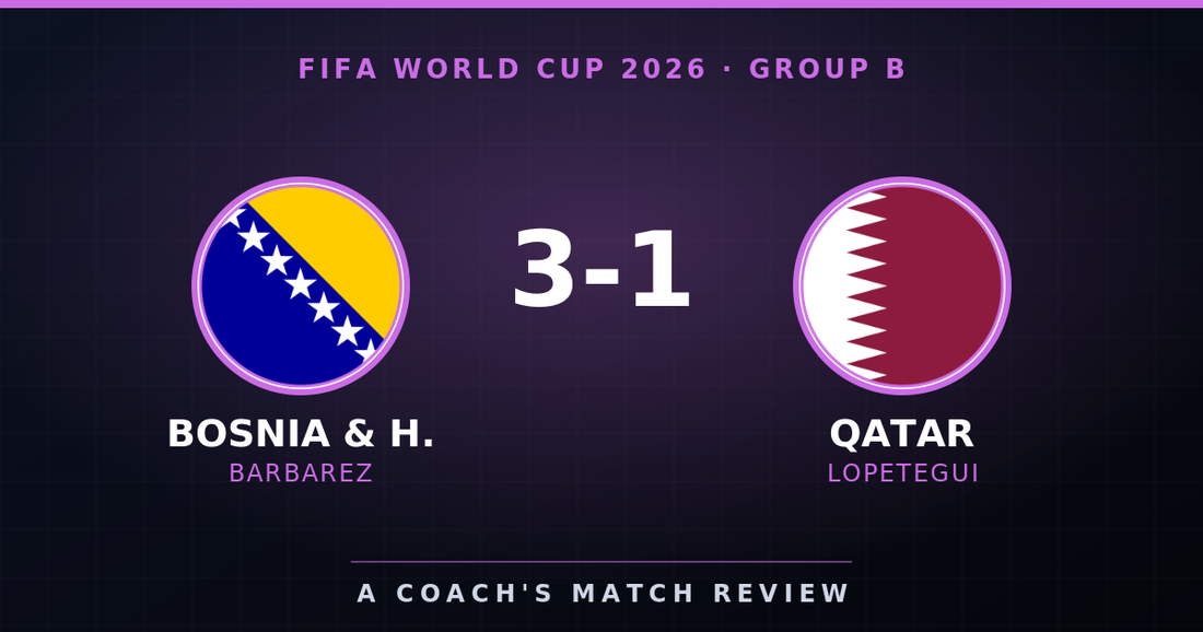 Bosnia & Herzegovina 3-1 Qatar, FIFA World Cup 2026 Group B, A Coach's Match Review